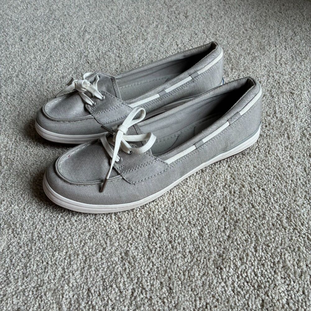 Keds Glimmer Metallic Chambray Boat Shoes / Sneakers - Gray Canvas Size 8